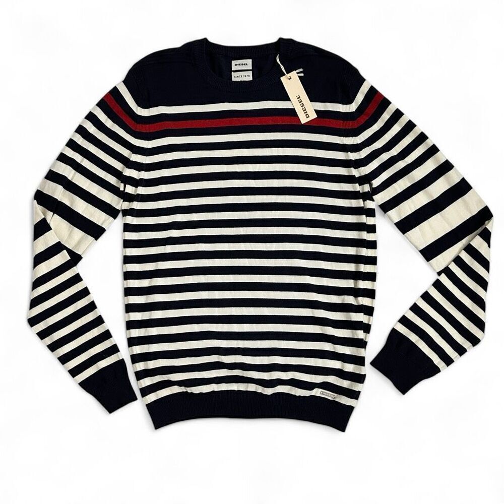 Diesel K-Calib Striped Crewneck Sweater Navy Red White Nautical Preppy Unisex XL